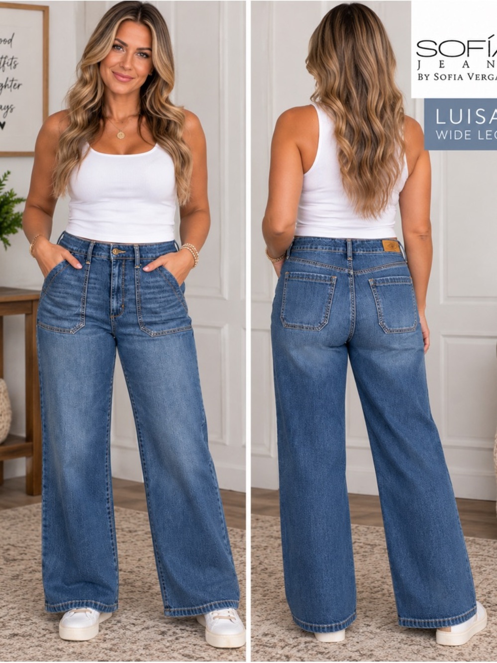 Sofia Jeans Sofia Vergara Luisa Wide Leg Jeans Blue Denim